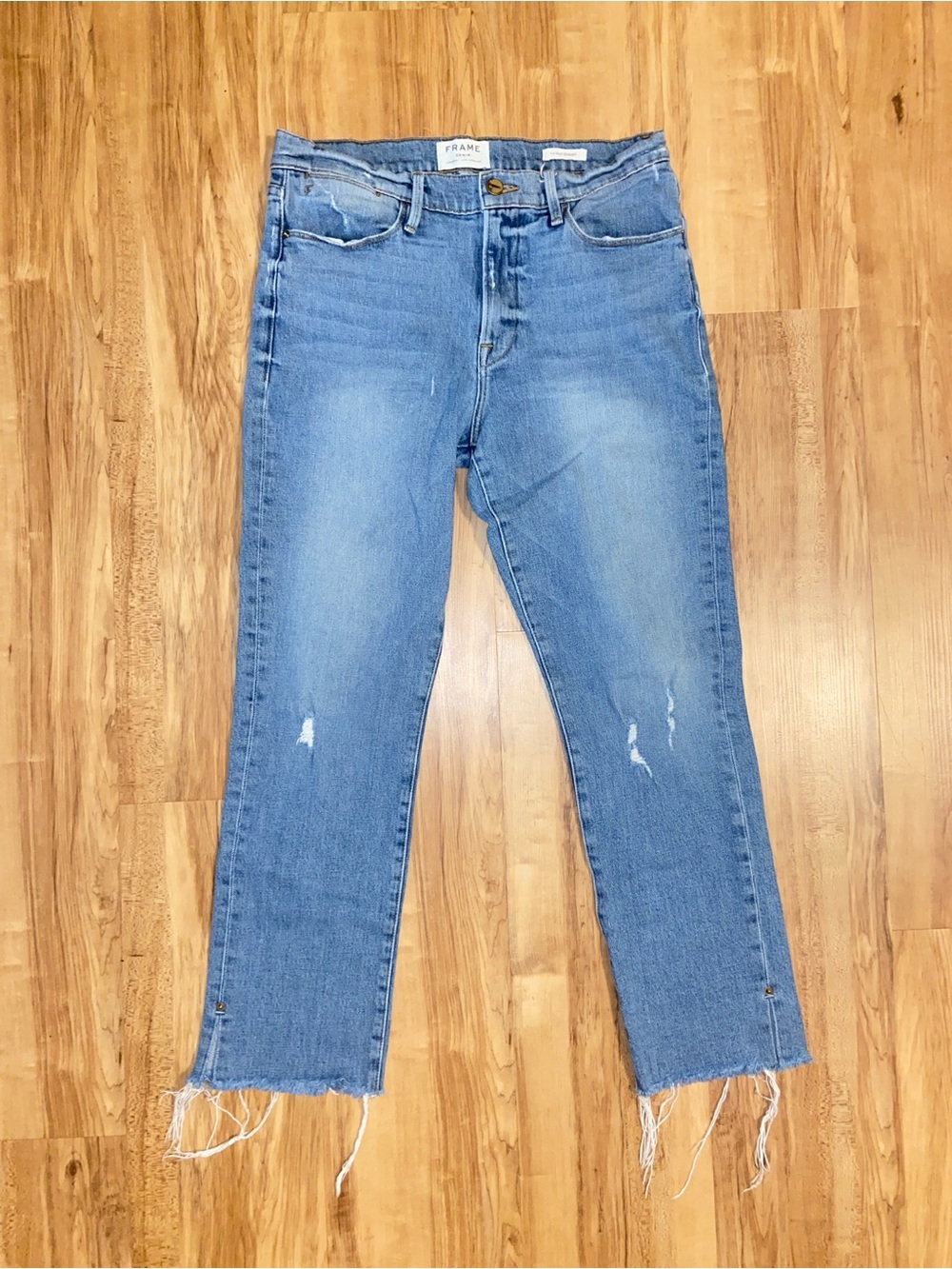 Frame Denim Light Blue Ankle Crop Jeans
